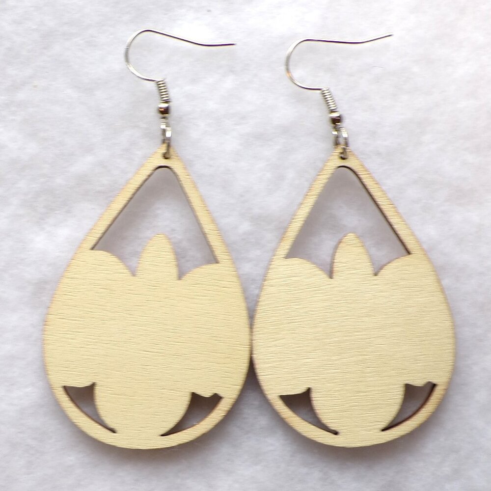 Thanksgiving Turkey Earrings Wood Dangle Teardrop - Picture 4 of 4
